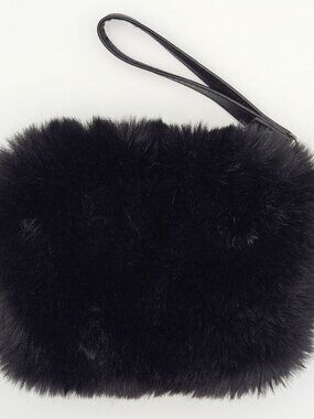 Faux Fur Black Wristlet | Crossbody Clutch